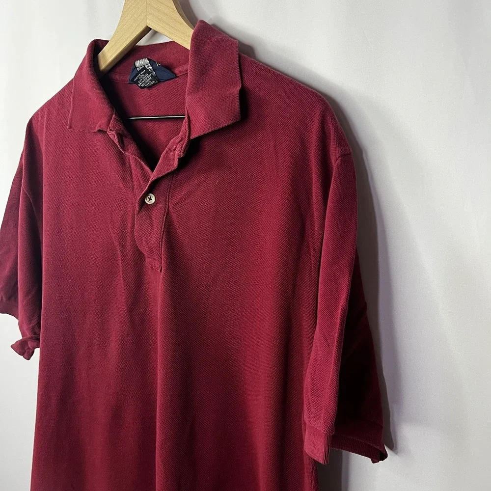 Vtg Lands' End Top Men‎ Size Large Red Cotton Collared Short Sleeve Polo Shirt - Picture 4 of 9